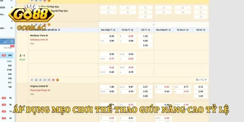 Áp dụng mẹo chơi thể thao giúp nâng cao tỷ lệ chiến thắng