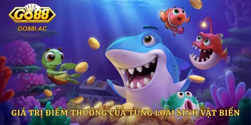 Giá trị điểm thưởng của từng loài sinh vật biển