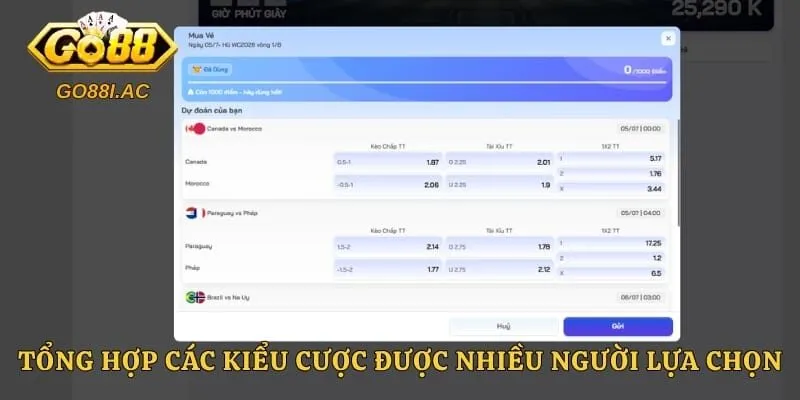 Tổng hợp các kiểu cược được nhiều người lựa chọn